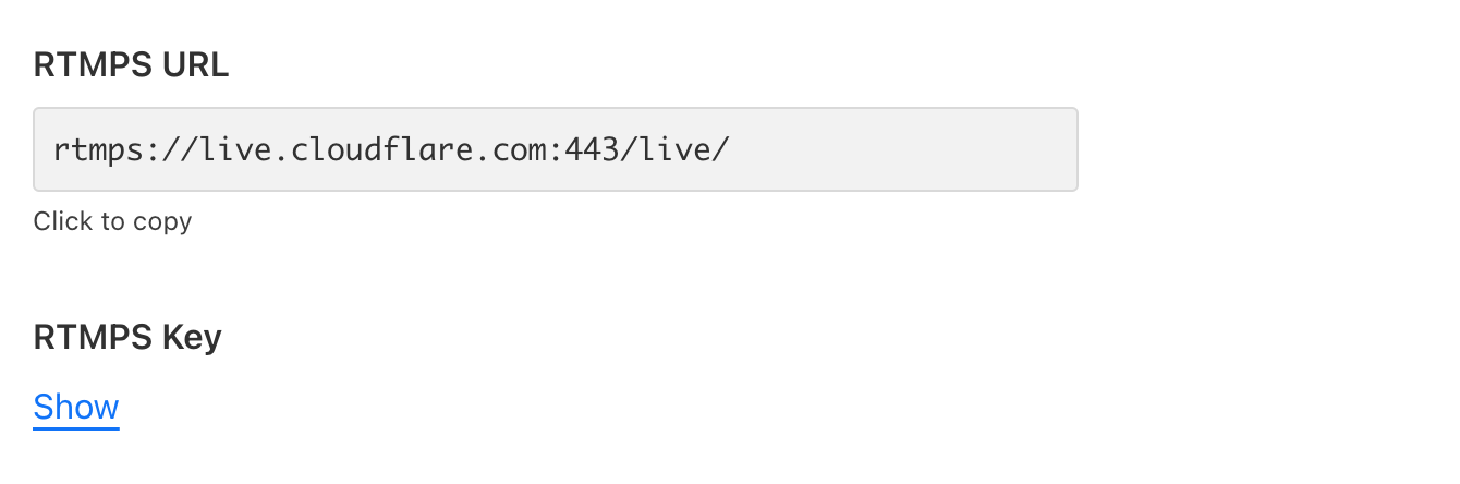Example of RTMPS URL field